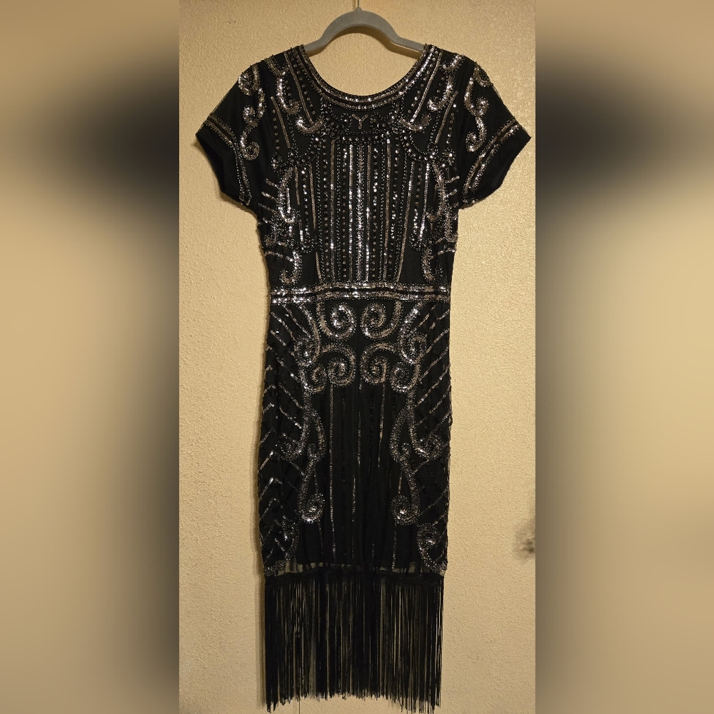 DEAR' GLES Black Sequin Embellished Garment Dress Women's Size M